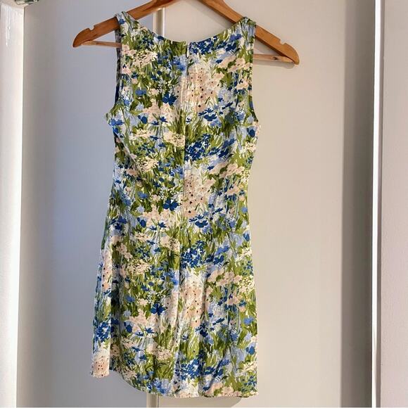 Reformation Noha Dress Hillside | Floral Mini Dress | Square Neck | Side Slit | - Picture 2 of 5